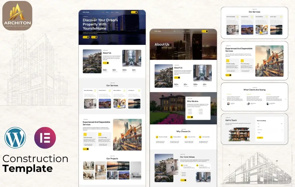 Free Construction WordPress Template Built with Elementor
