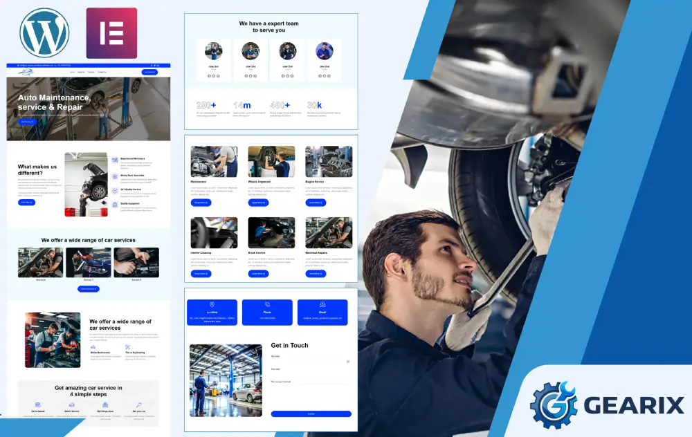 Free Car Service WordPress Template Built with Elementor