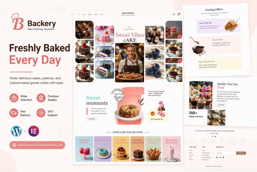 Fresh Bakery WordPress Template Built with Elementor